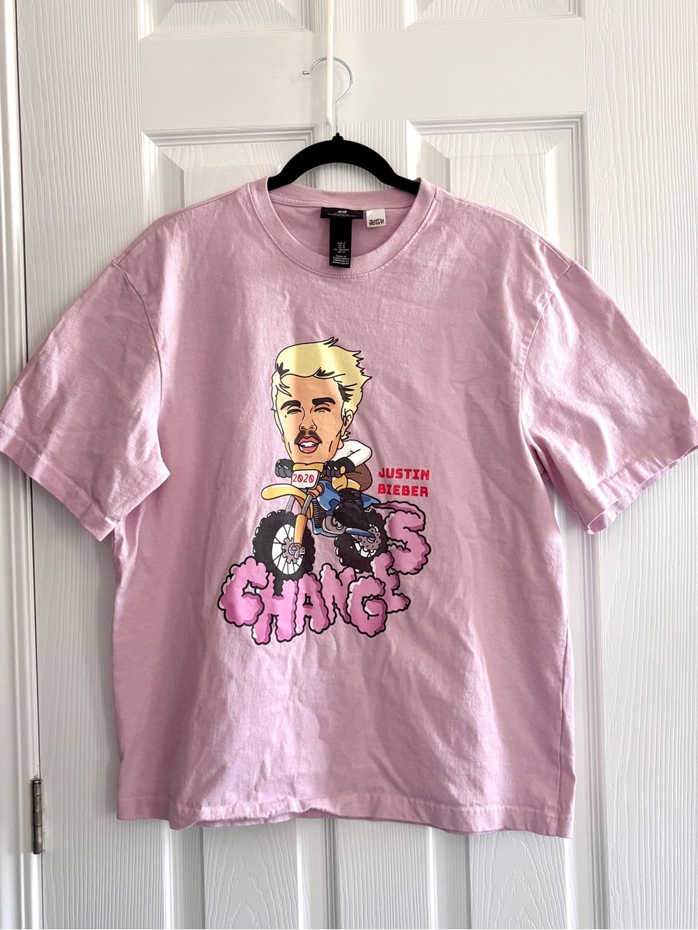 H&M Pink Justin Bieber Graphic Tee